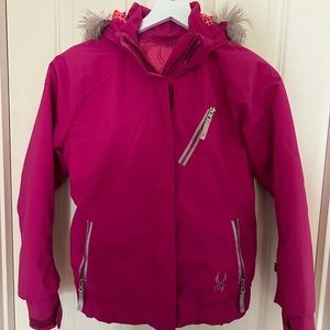 Spyder girl ski jacket with removable fur hood